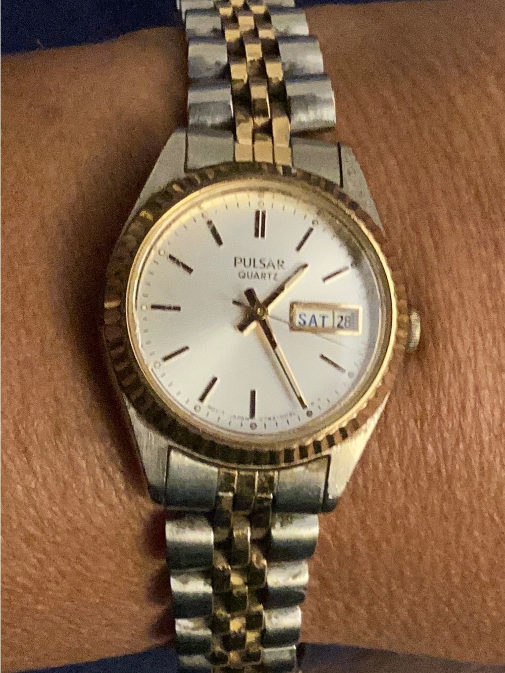 Vintage Pulsar By Seiko Ladies Watch 24mm Two-Tone Presidential Style